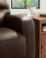 Uriah Coffee Leather Swivel Glider Recliner