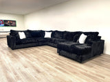 Saro Black 4-Piece Oversized Sectional