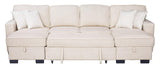 Sahara Beige Double Storage Chaise Sectional w Drop Down Cupholders