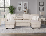 Sahara Beige Double Storage Chaise Sectional w Drop Down Cupholders