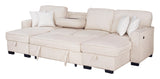 Sahara Beige Double Storage Chaise Sectional w Drop Down Cupholders
