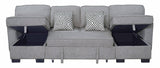Sahara Gray Double Storage Chaise Sectional w Drop Down Cupholders