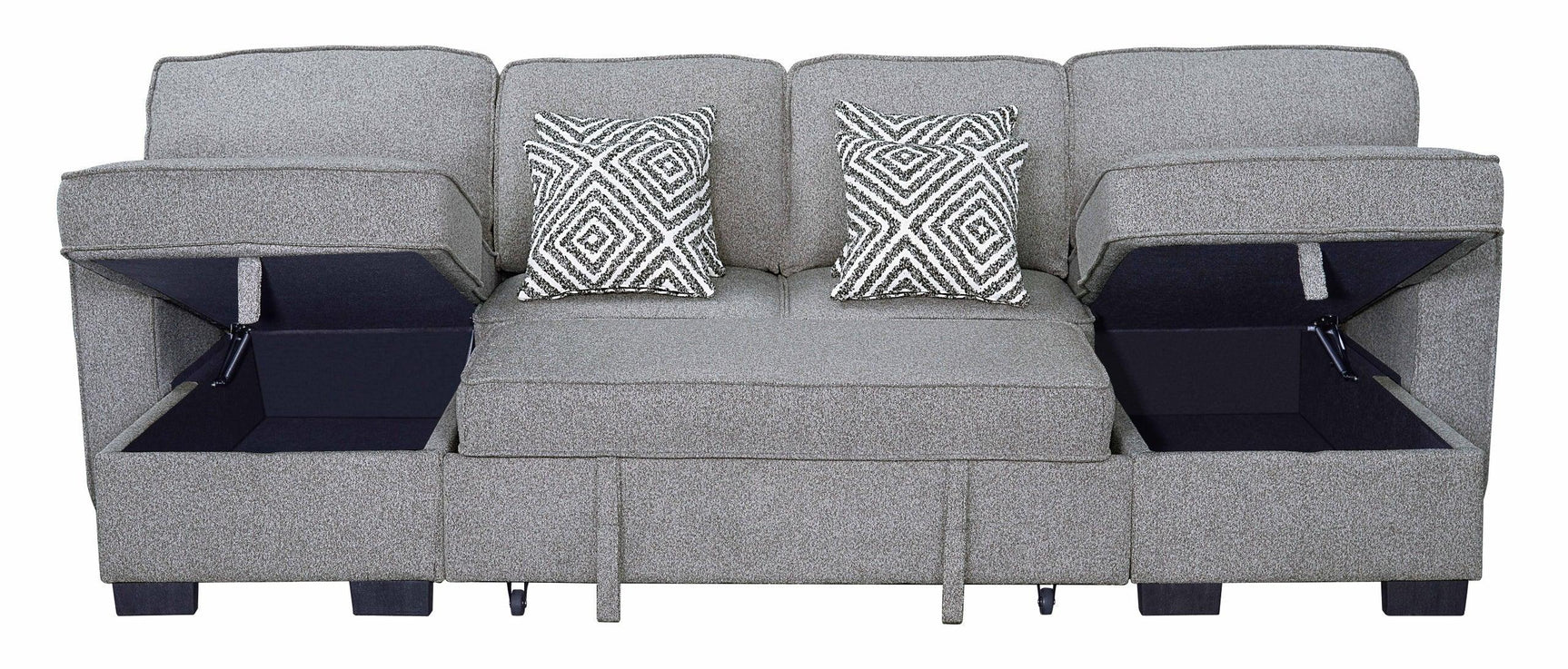 Sahara Gray Double Storage Chaise Sectional w Drop Down Cupholders