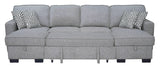 Sahara Gray Double Storage Chaise Sectional w Drop Down Cupholders