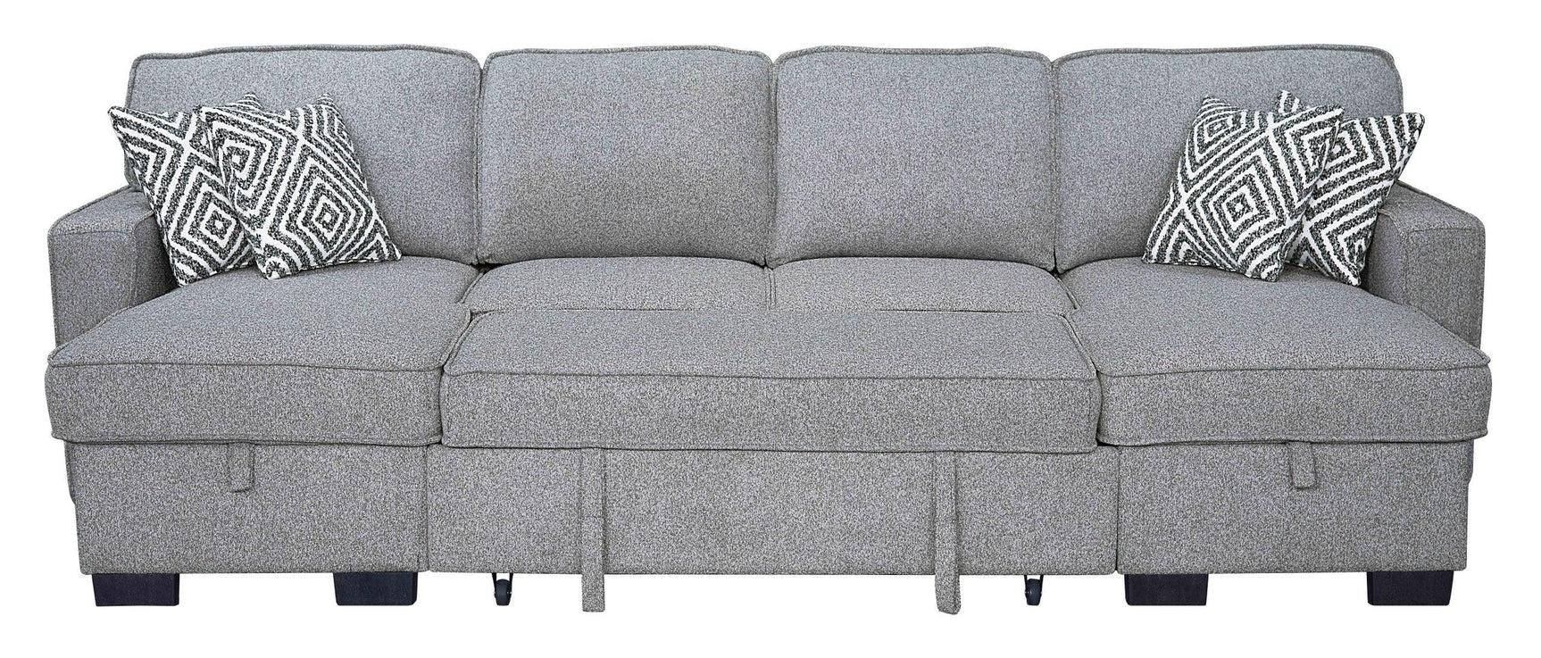 Sahara Gray Double Storage Chaise Sectional w Drop Down Cupholders