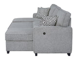 Sahara Gray Double Storage Chaise Sectional w Drop Down Cupholders