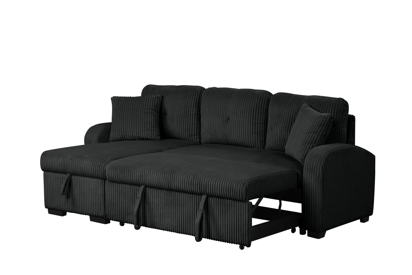 Silvia Black Reversible Sectional w Pull-Out Bed