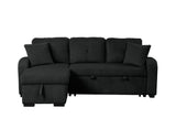 Silvia Black Reversible Sectional w Pull-Out Bed