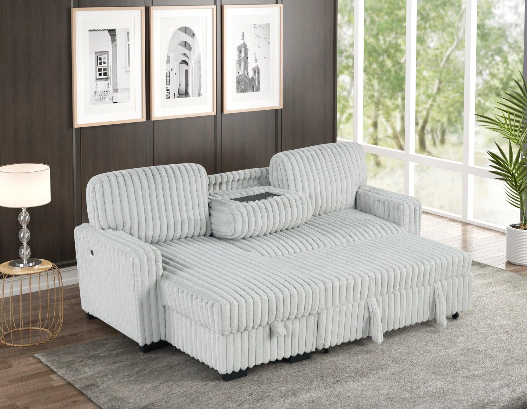 Poland Gray Reversible Sectional w Pull-Out Bed