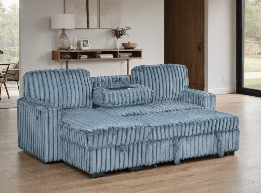 Poland Charcoal Reversible Sectional w Pull-Out Bed
