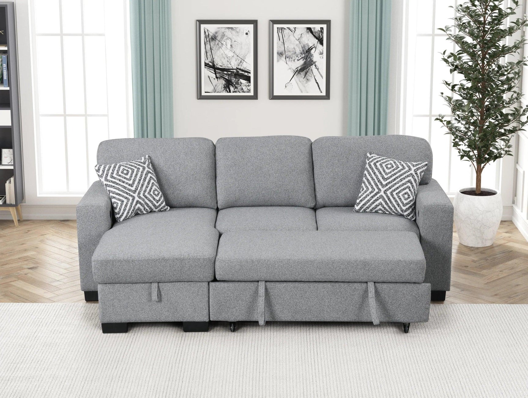 Pacific Gray Reversible Sectional w Pull-Out Bed