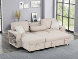 Pacific Beige Reversible Sectional w Pull-Out Bed