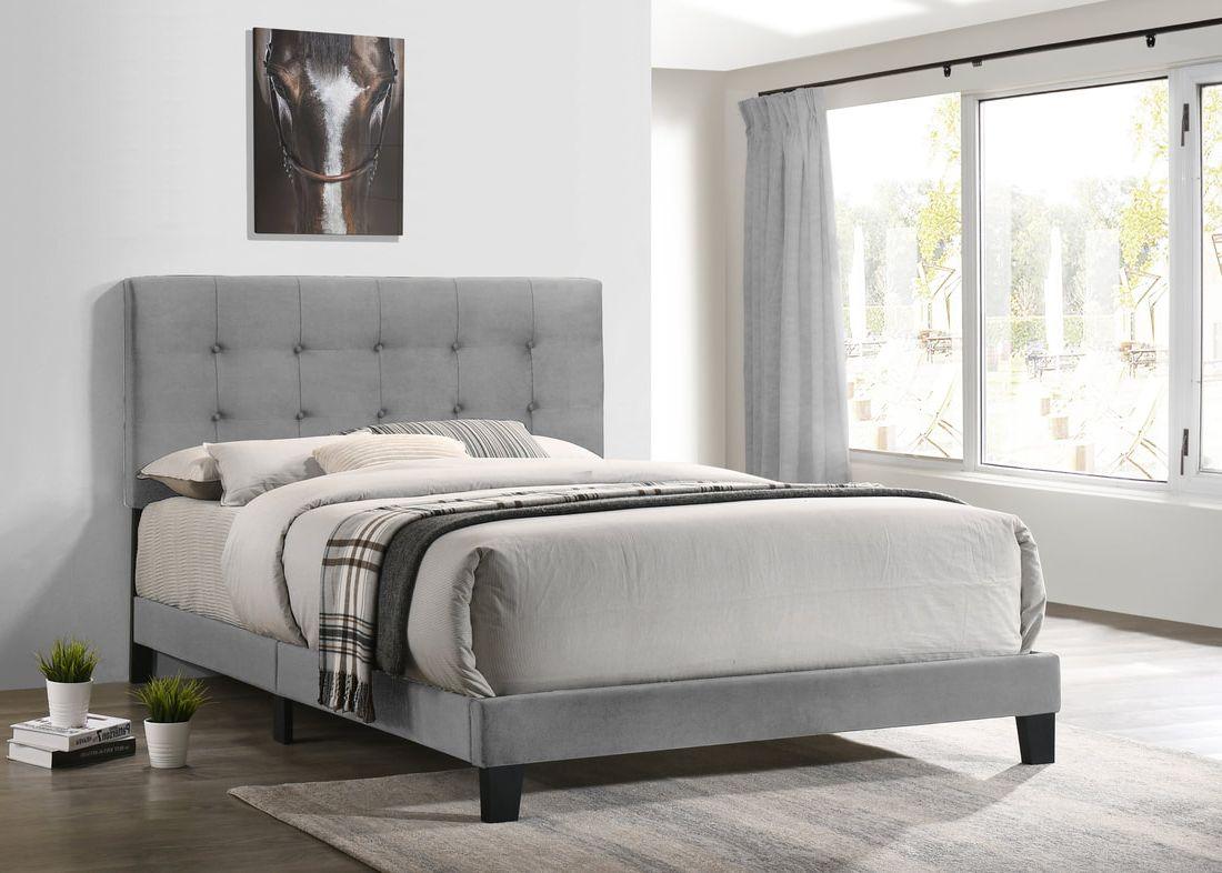 Nini Gray Upholstered Platform Queen Bed