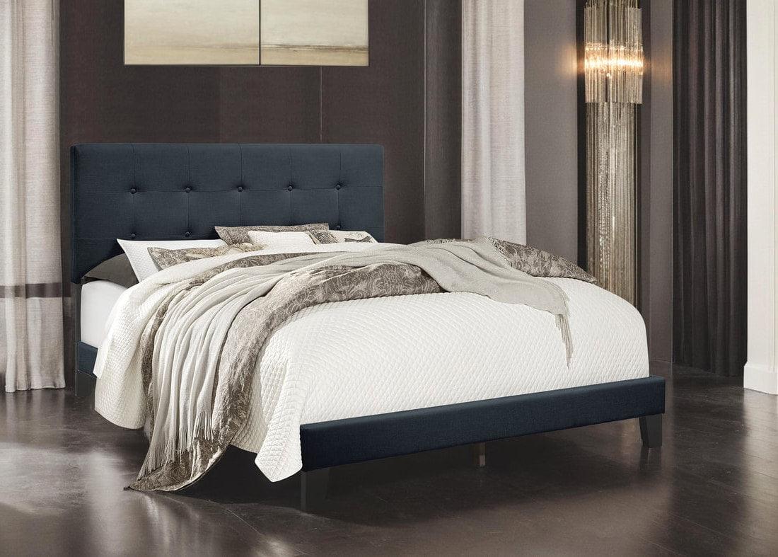 Nini Charcoal Upholstered Platform Full Bed