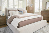 Jully Oatmeal Upholstered Platform Queen Bed