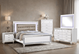 Blanca White Brown Upholstered LED Panel Bedroom Set