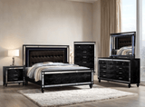 Blanca Black Brown Upholstered LED Panel Bedroom Set