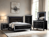 Blanca Black Brown Upholstered LED Panel Bedroom Set