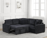 Ariel Black Sectional w Pull-Out Bed