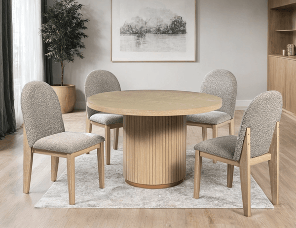Dina Light Brown Round Dining Room Set