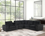 Amelia Black Power Reclining Sectional w Bluetooth Speakers