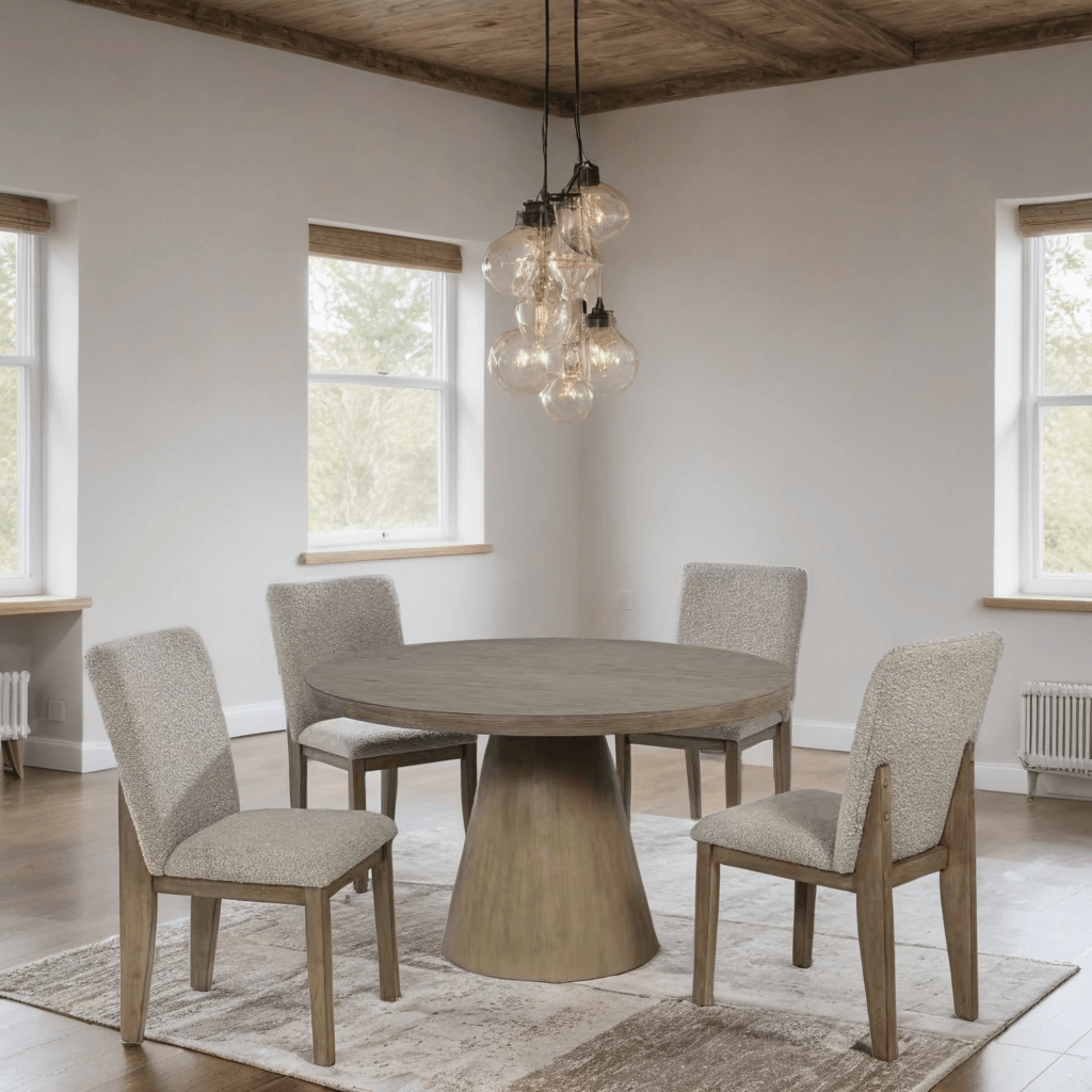 Dina Gray Round Dining Room Set