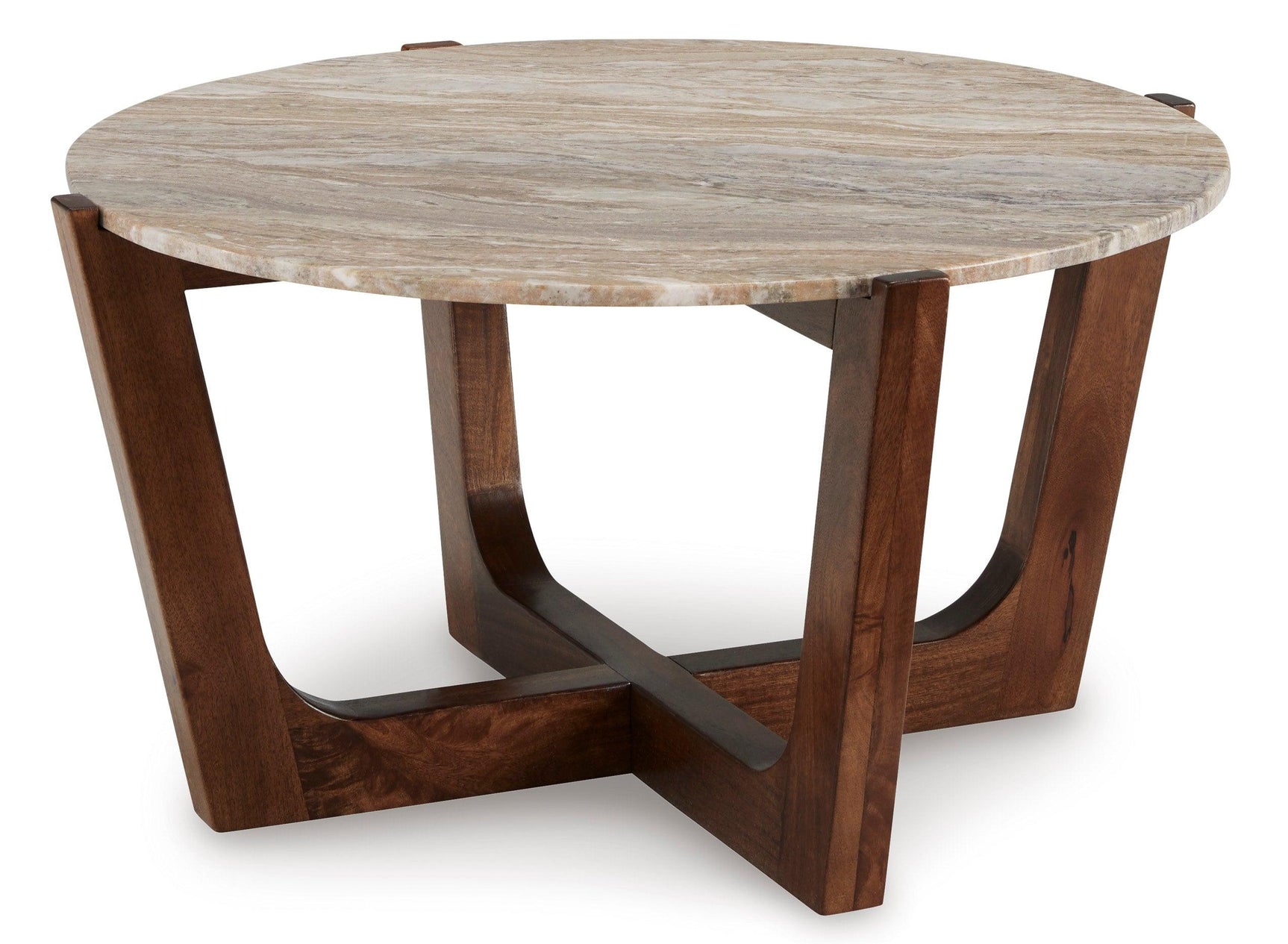 Tanidore Warm Brown Cocktail Table Marble Top