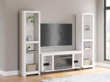 Brollevi White TV Stand 59" w Fireplace LED Lights