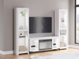 Brollevi White TV Stand 59" w Fireplace LED Lights