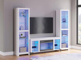 Brollevi White TV Stand 59" w Fireplace LED Lights