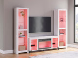 Brollevi White TV Stand 59" w Fireplace LED Lights