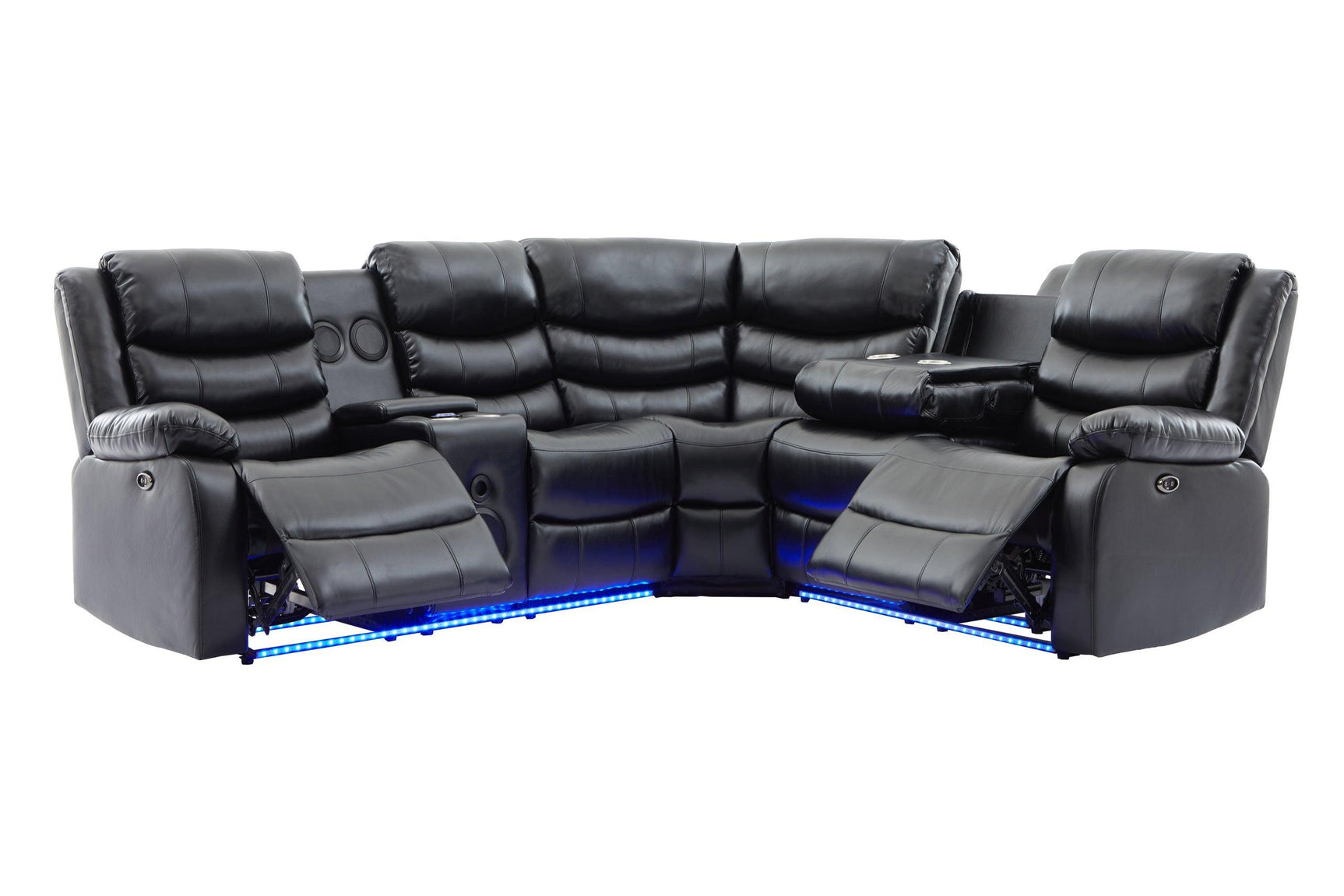 Texan Power Reclining Sectional w Bluetooth Speakers