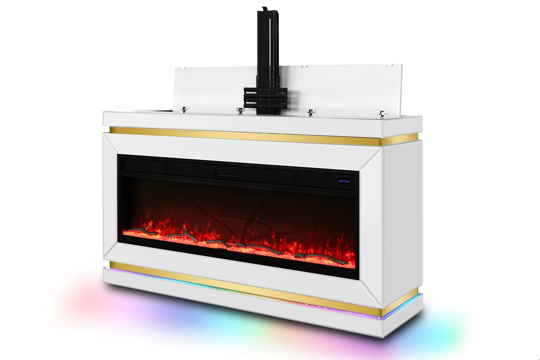 Anith White TV Stand w Fireplace