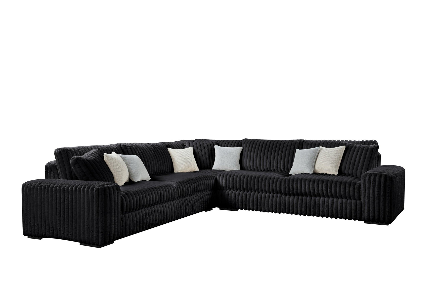 Marshmallow Black Oversize Corduroy Fabric Sectional