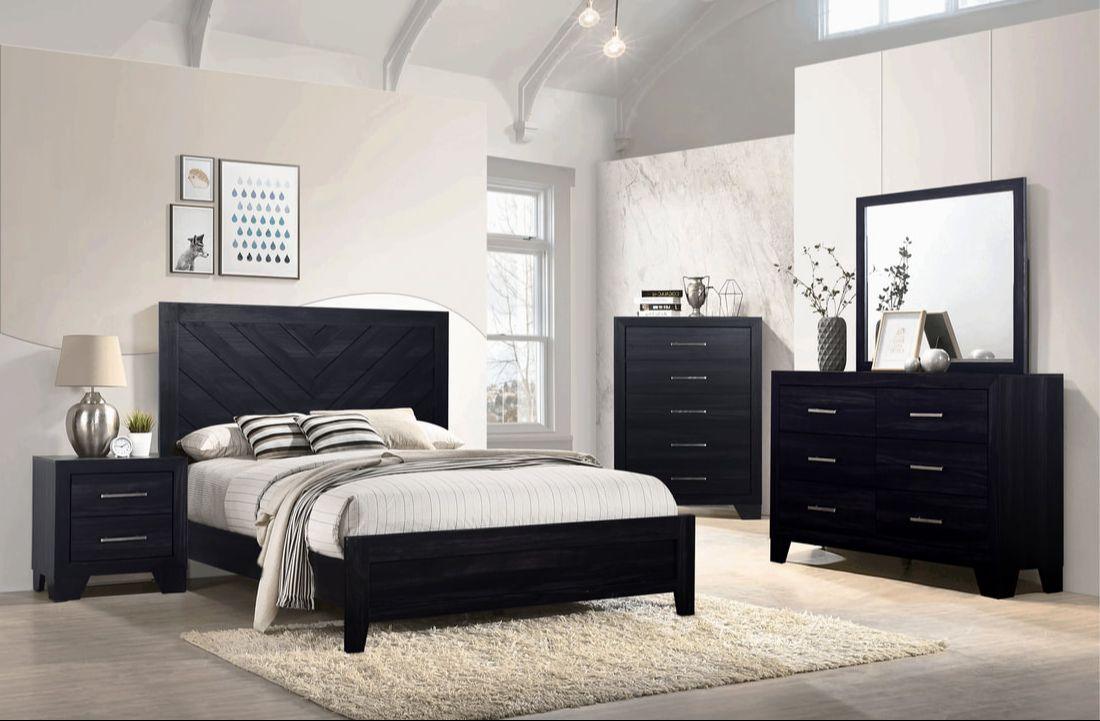 Kiara Dark Charcoal Panel Bedroom Set
