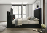 Villa Black Uphosltered LED Platform King Bed