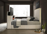 Villa White Uphosltered LED Platform King Bed