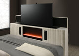 Villa White Uphosltered LED Platform Queen Bed