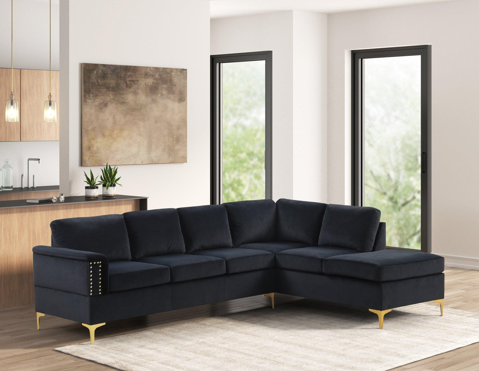 Vogue Black Velvet Sectional