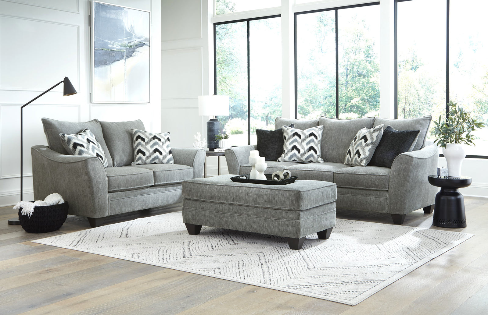 Selina Gray Oversize Sofa and Loveseat Set