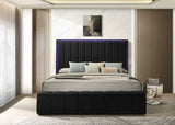 Florence Black Upholstered Storage Platform King Bed view 3