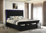 Florence Black Upholstered Storage Platform King Bed from Ella Furniture