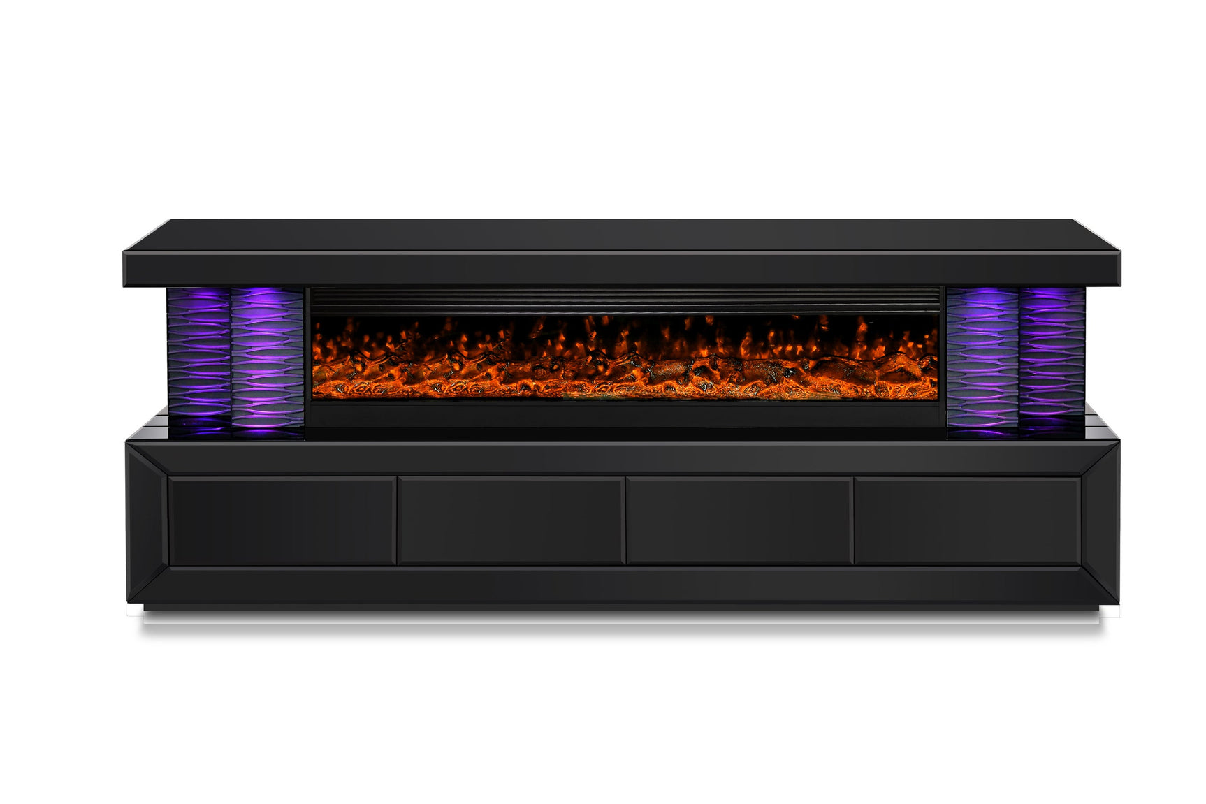 A98 Black TV Stand Fireplace
