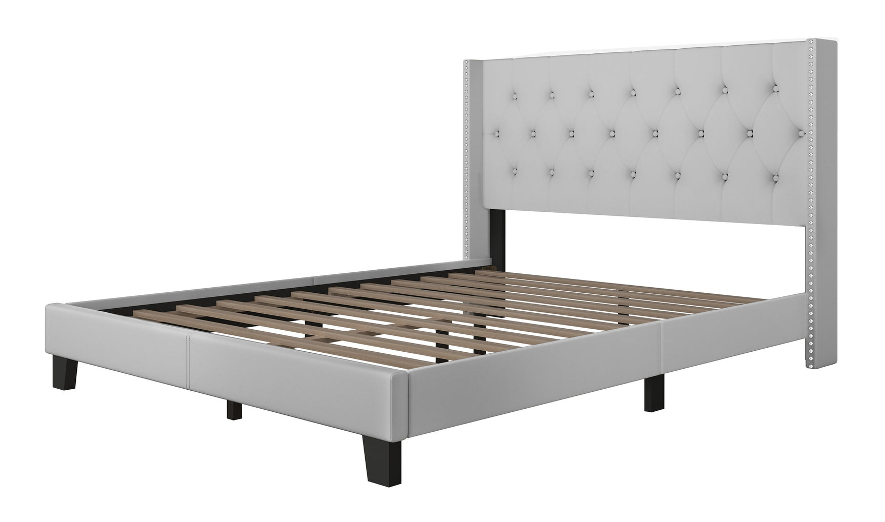 Hikaru Gray Upholstered Tufted Platform Twin Bed