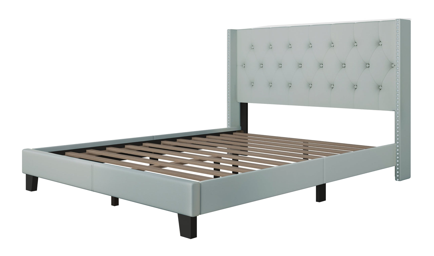 Hikaru Teal Upholstered Tufted Platform King Bed
