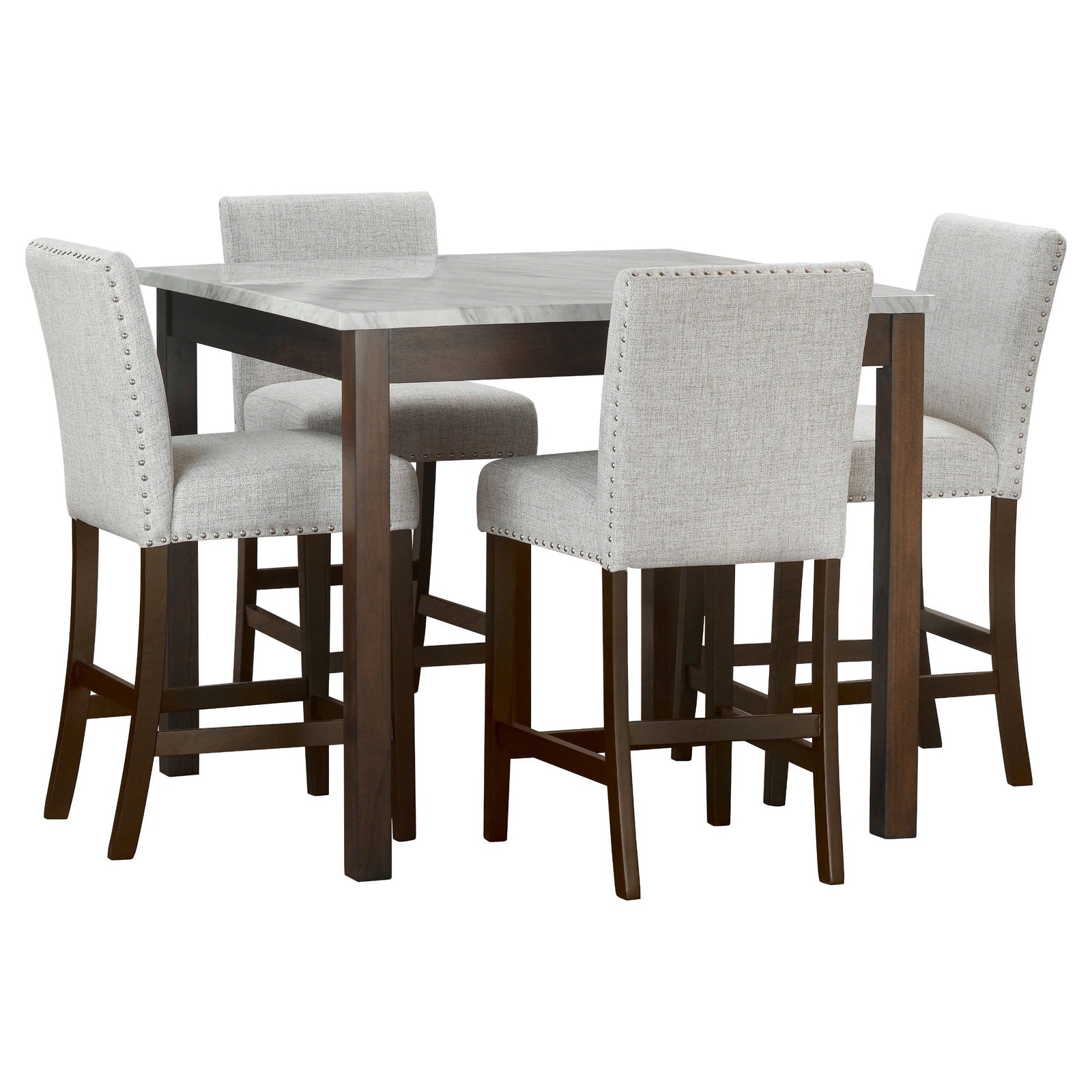 Dior Light Gray Pub Table + 4 Chair Set