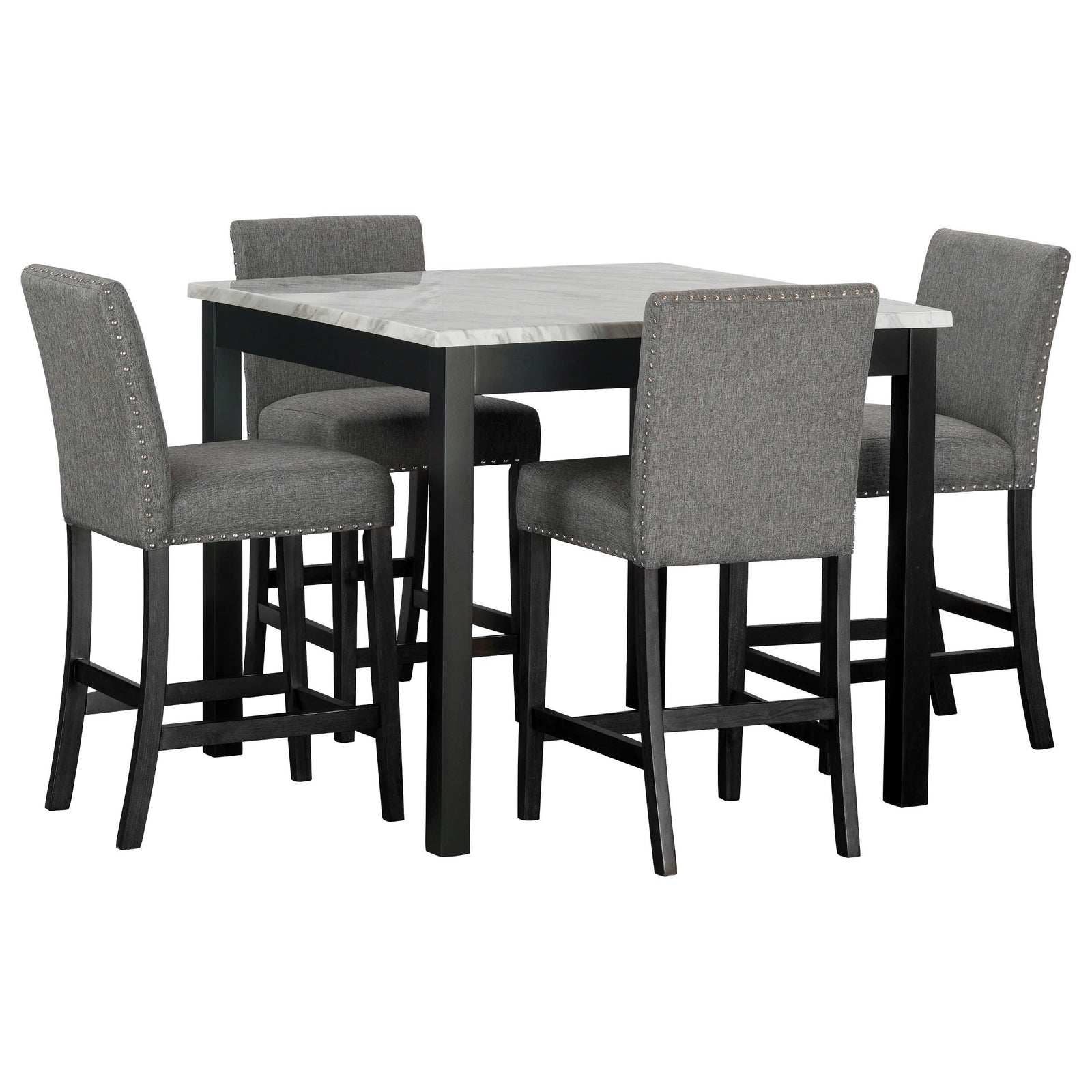 Dior Gray Pub Table + 4 Chair Set