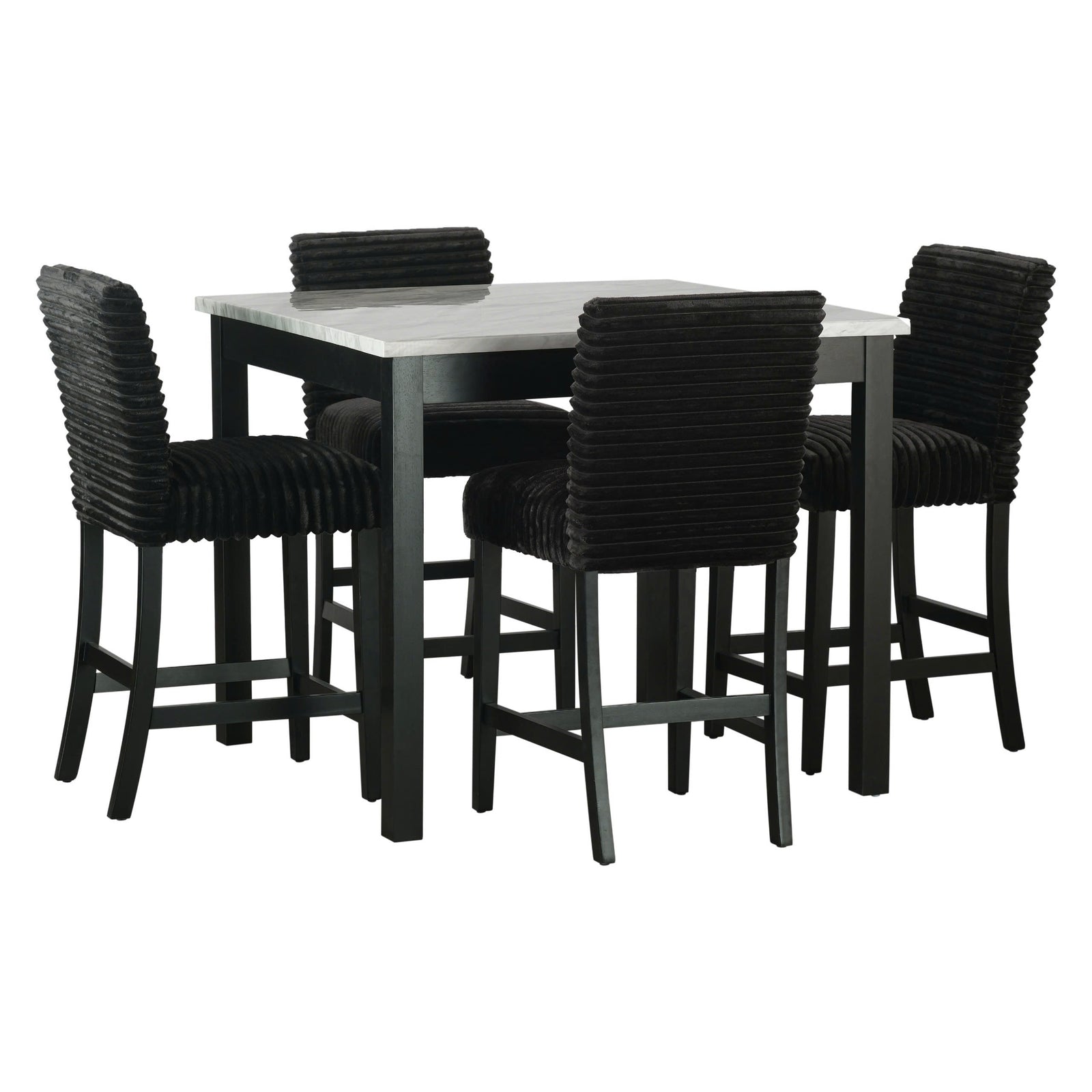 Dior Black Pub Table + 4 Chair Set