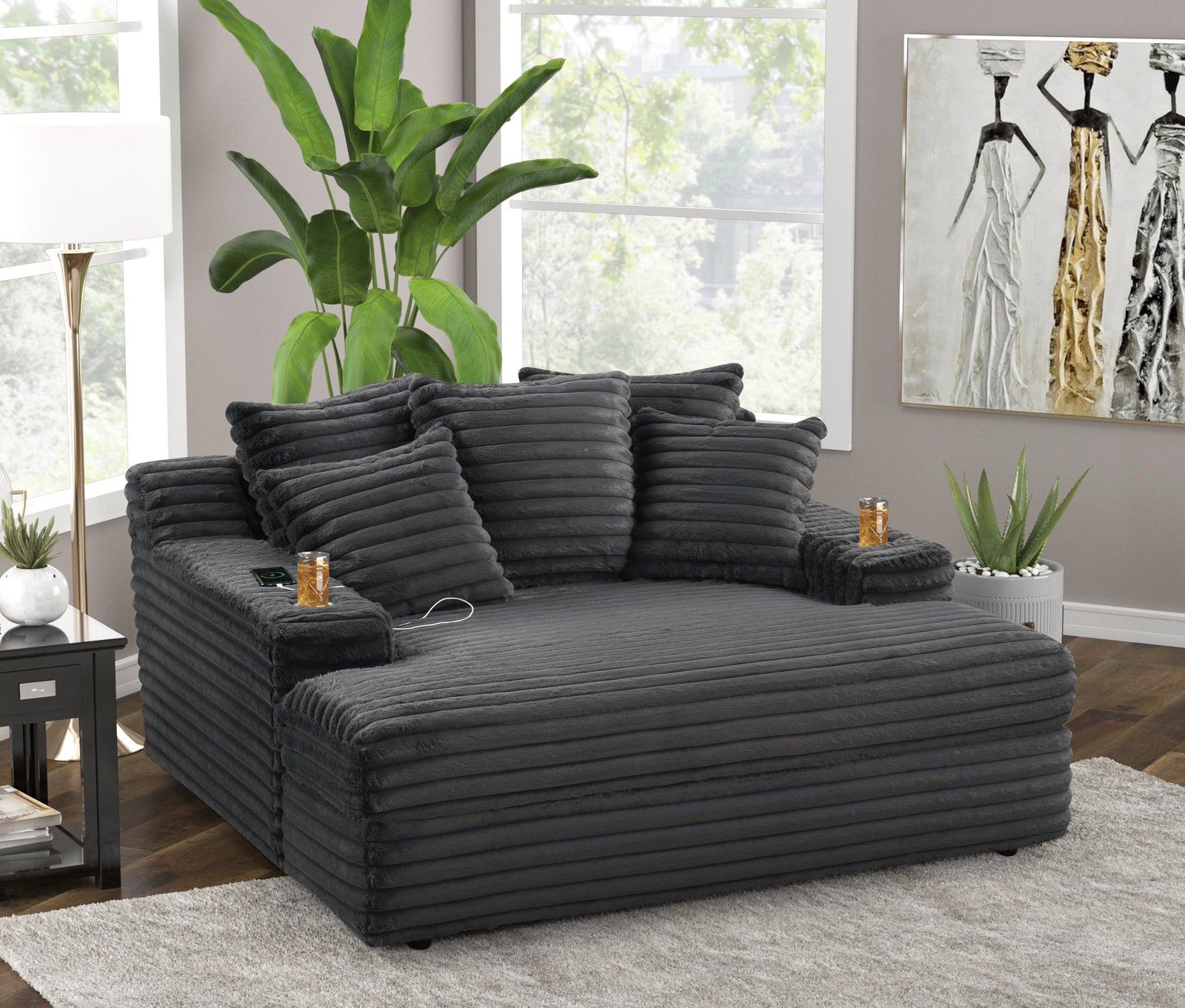 Happy Homes 4800 Charcoal Chaise Lounge