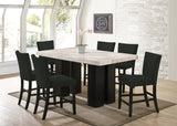 Finley Black Genuine Marble Counter Height Table + 6 Chairs